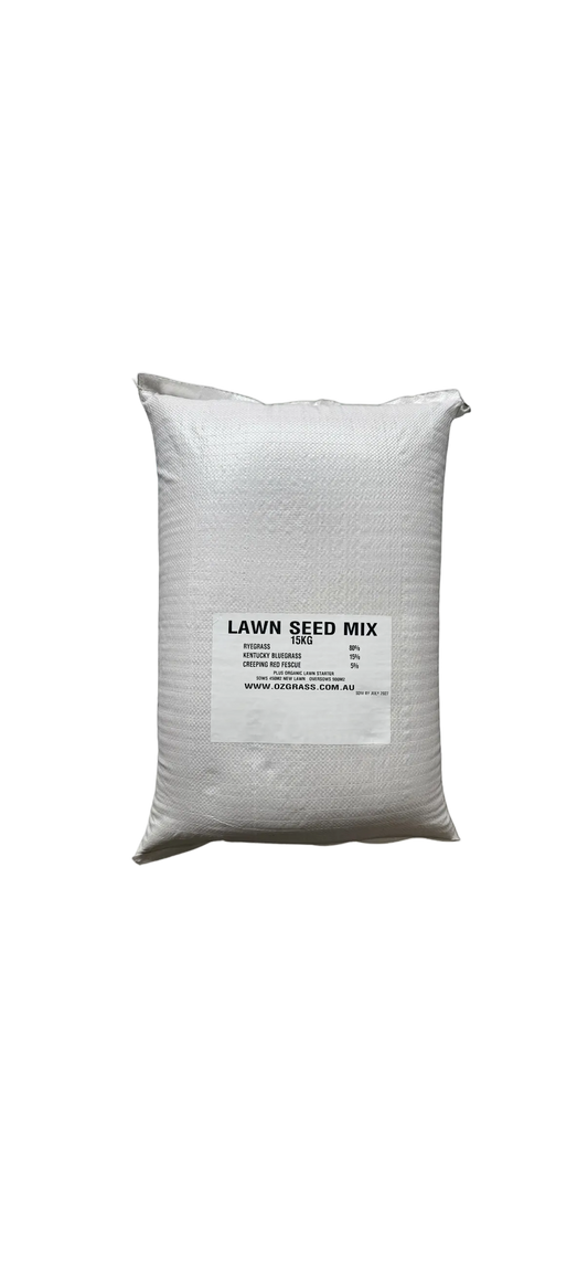 "Lawn Seed Mix 15kg bag — fast germinating blend for Australian lawns