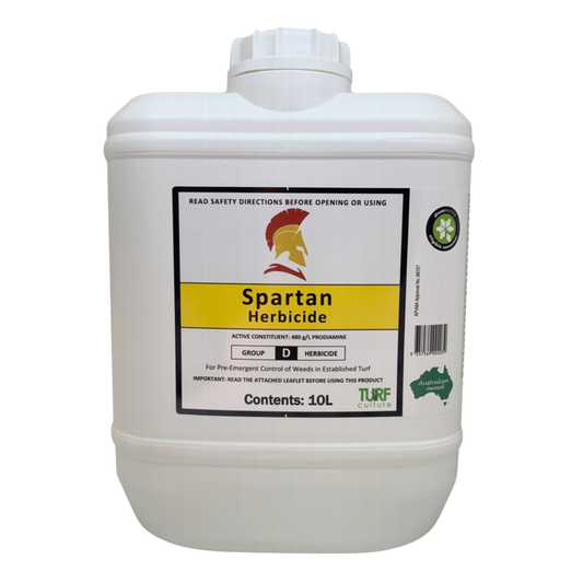 Spartan Pre-Emergent Herbicide 10L bottle — professional liquid weed control for turf"