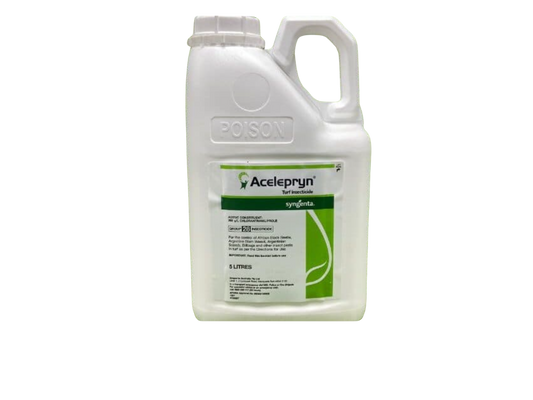  “Acelepryn 200SC turf insecticide in a white 5-litre container with a green Syngenta label.”