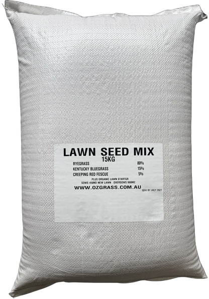 "Lawn Seed Mix 15kg bag — fast germinating blend for Australian lawns