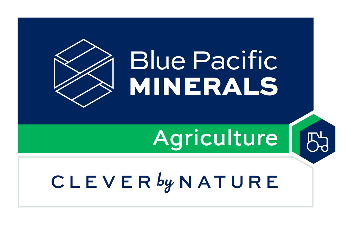 Blue Pacific Minerals Agriculture logo with a blue and green color scheme on a white background