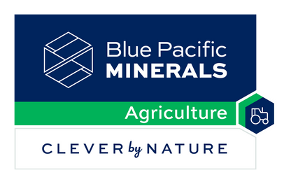 Blue Pacific Minerals Agriculture logo with a blue and green color scheme on a white background