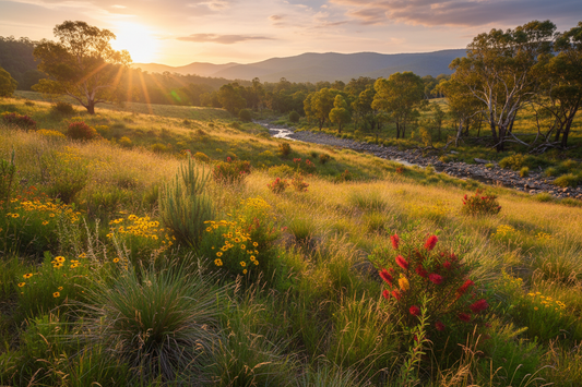 Australian native plants and grasses in a natural landscape