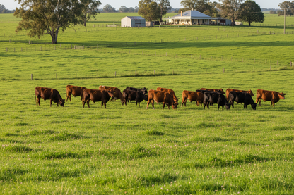 Cows grazing on productive pasture established with OzGrass Pasture Seed Blend