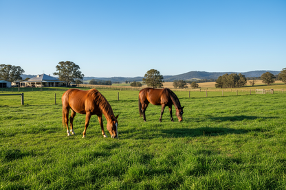 Two horses in green paddock